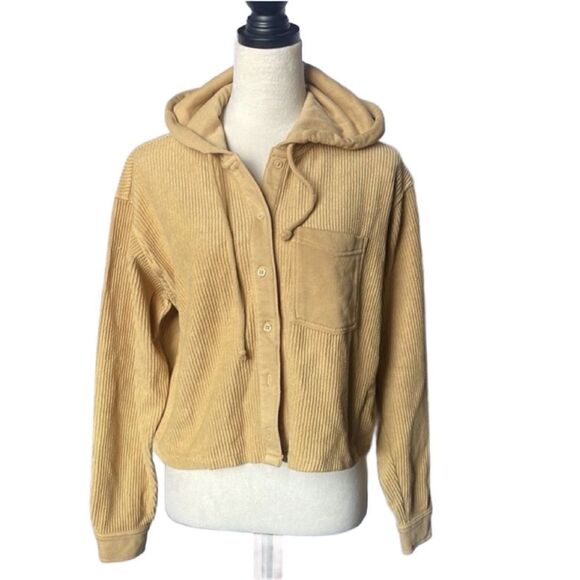 American Eagle Gold Corduroy Relaxed Fit Raglan Semi-Cropped Jacket (XS) - Picture 1 of 11